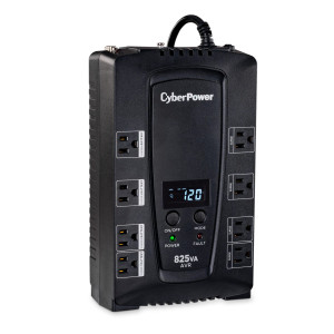 CyberPower CP825AVRLCD Compact UPS, UL Rated, Energy Star certified, 8× NEMA 5-15R